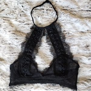Victoria's Secret High-Neck Black Lace Goth Cut Out Bralette
